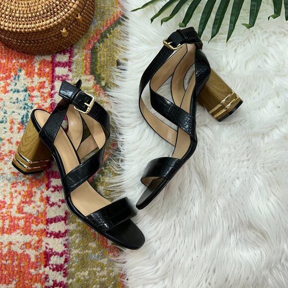 Tommy Hilfiger Shoes - Tommy Hilfiger Neutral Black Strappy Ankle Strap Block Heels 10